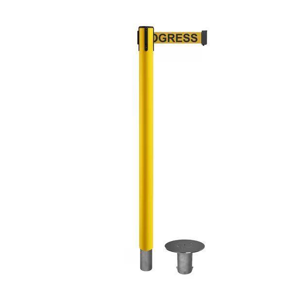 Stanchion Belt Barrier Removable Base Yellow Post 7.5ftClea...Belt, Montour Line, Mfr#: MSX630R-YW-CLEANYB-75
